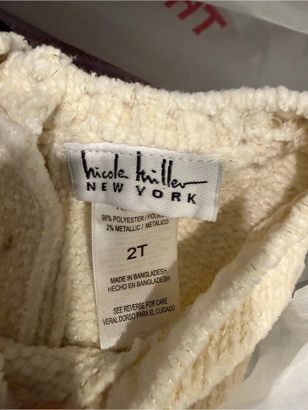 Nicole Miller Cream Knit Sweater with Pink Ribbed Pants